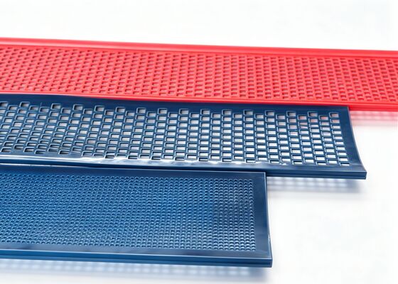 Self Cleaning Red Polyurethane Flexible Screen Mats for Moist Viscous Materials